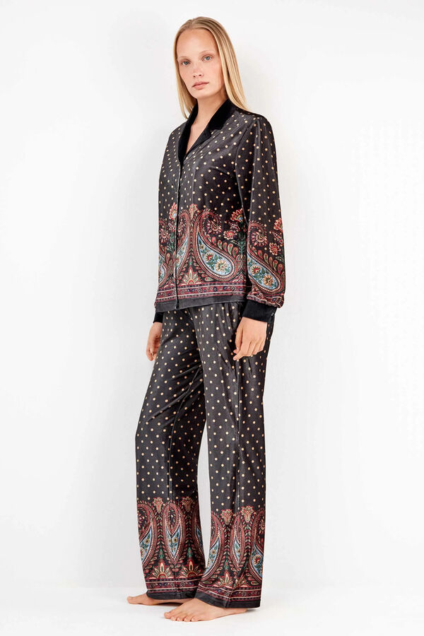 Gisela Cal&ccedil;a de pijama de veludo branco