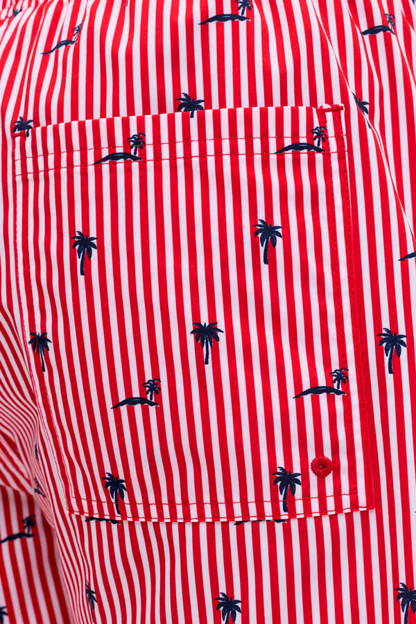 Jack & Jones Striped logo swimwear red
