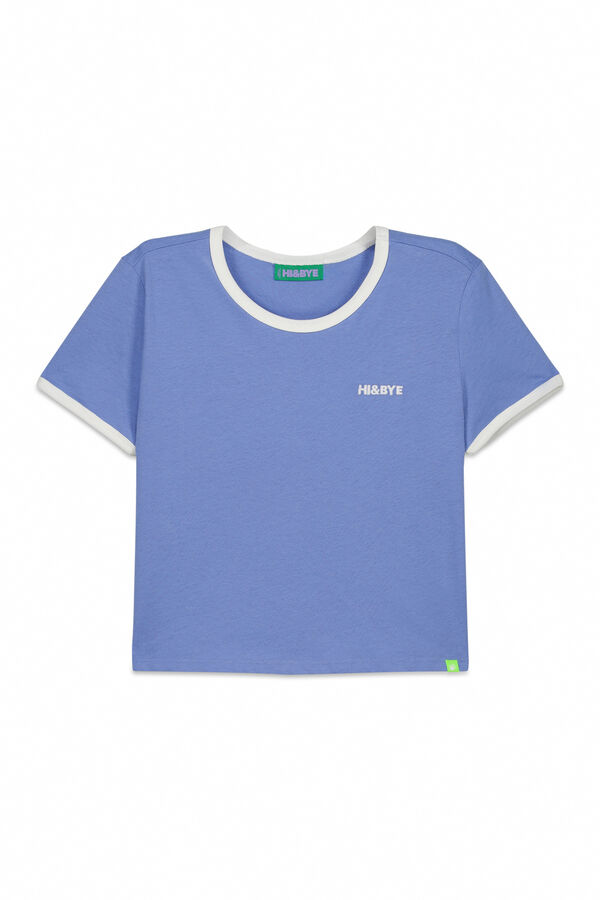HI&BYE Plava 100% pamučna jednobojna majica sa kratkim rukavima Plava