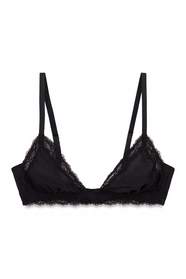 Women'secret Soutien triangular em microfibra e renda preto NATURAL preto