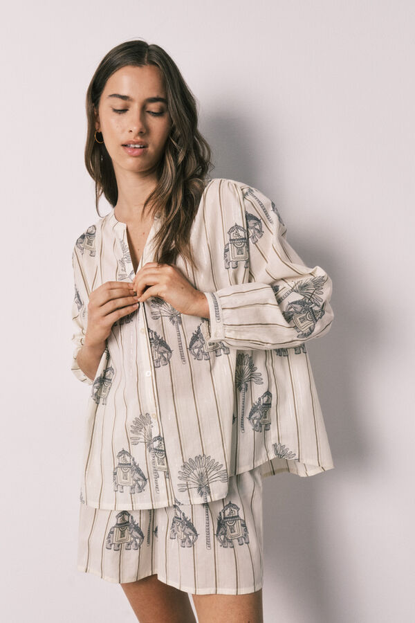 Women'secret Printed cotton short pyjamas white