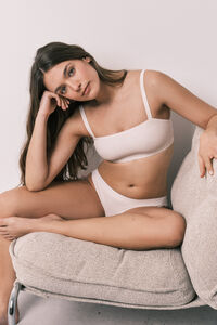 Women'secret Beige cotton ribbed bra top
