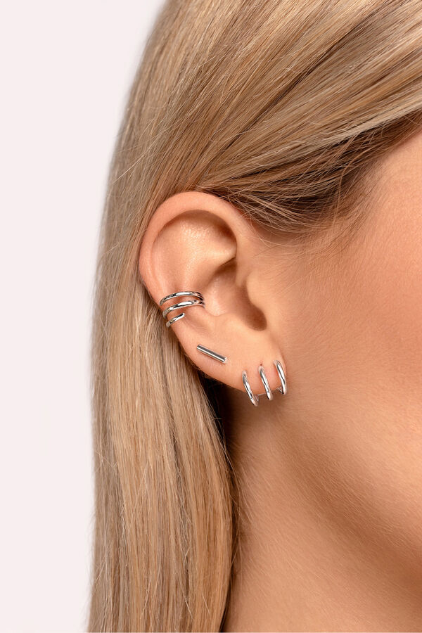 Singularu Silver Trio Hoop Single Earring grey