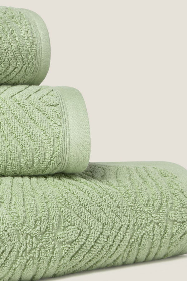 Textura Frotteehandtuch Jacquard Blätter Naturweiß