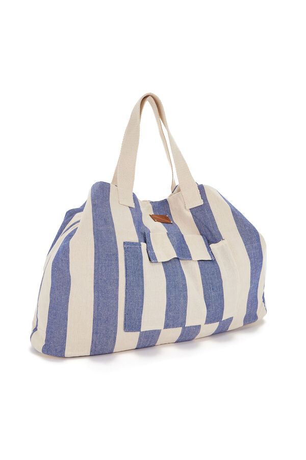 Womensecret Beach bag with blue striped print kék