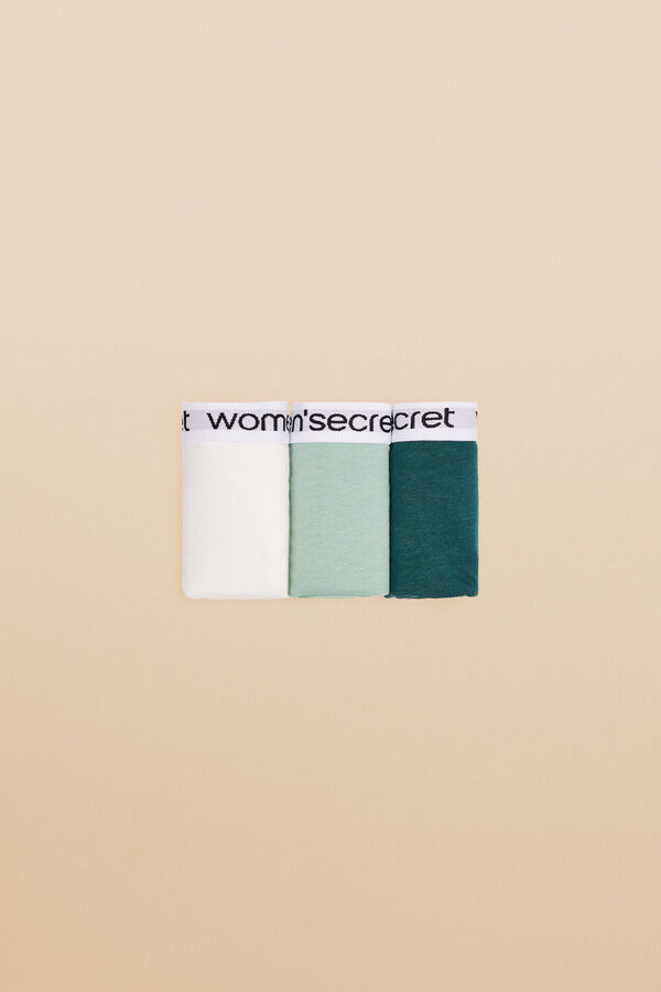 Womensecret Pack de 3 tangas de algodão com logo verde