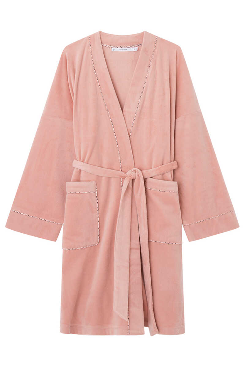 Womensecret Pink velvet midi robe pink