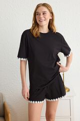 Trendyol Conjunto de pijama bies flores negro