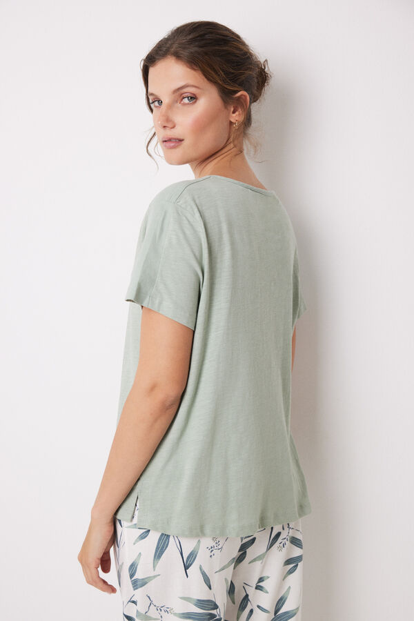 Womensecret T-shirt manches courtes 100 % coton vert vert