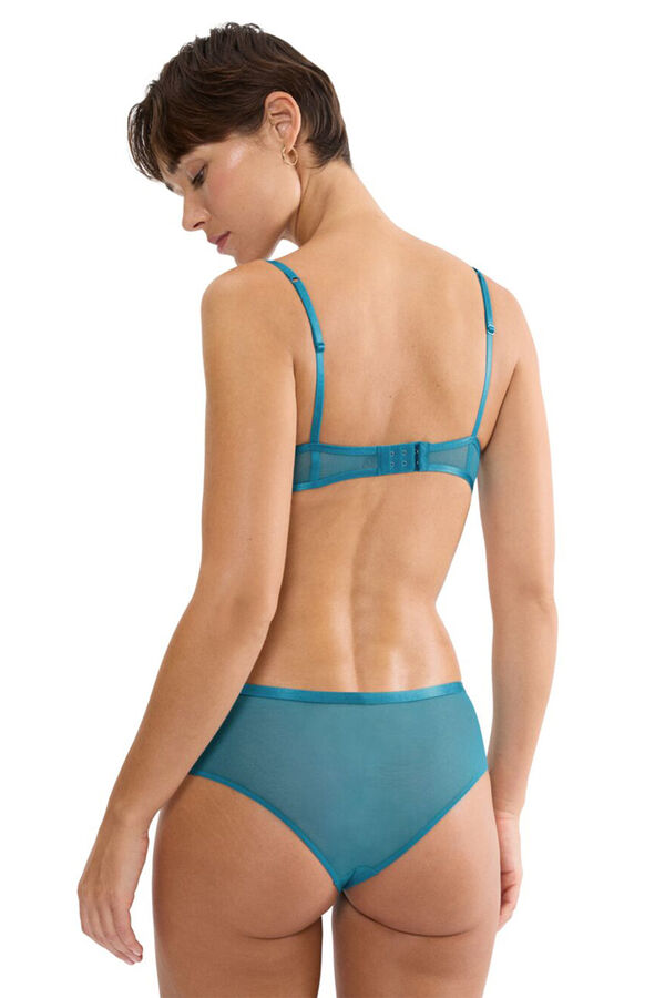 Triumph Balconette polka-dot lace bra blue