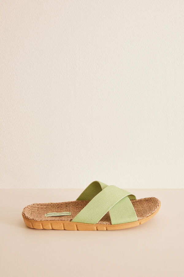 Womensecret Green crossed straps slippers Zelena