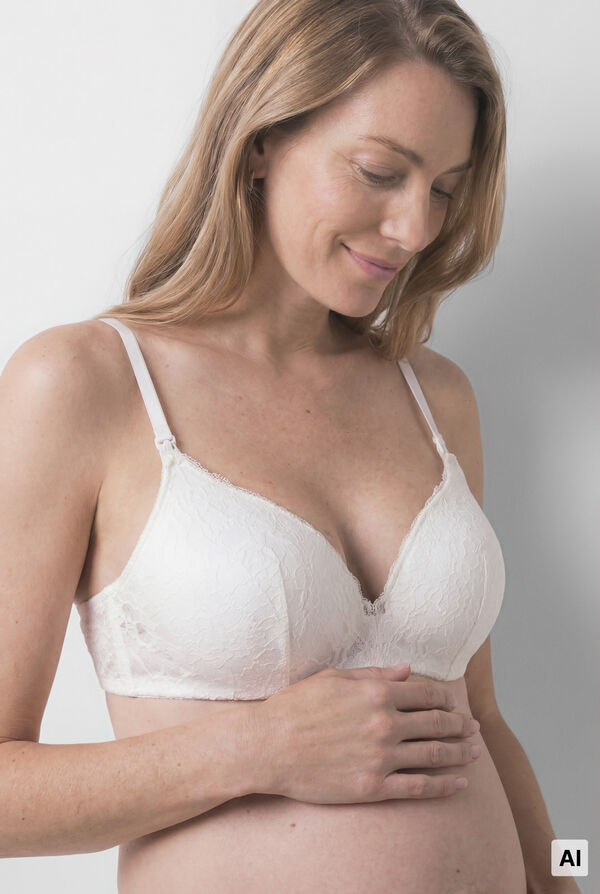 Women'secret White maternity padded lace triangle bra LOVELY white