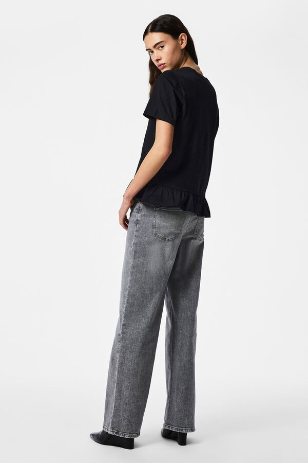 Pieces Volant-T-Shirt Schwarz