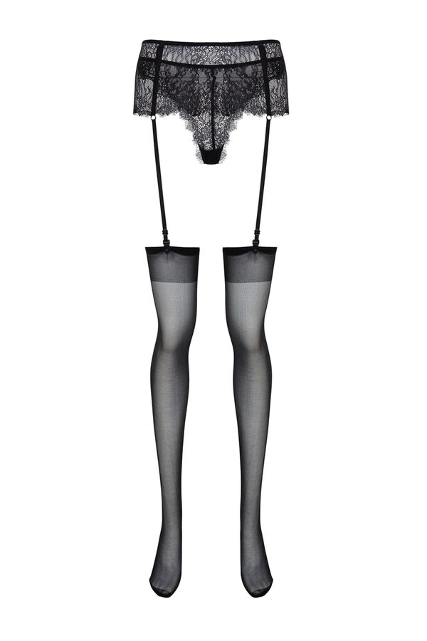 Trendyol Conjunto bragas de encaje, ligas y medias negro