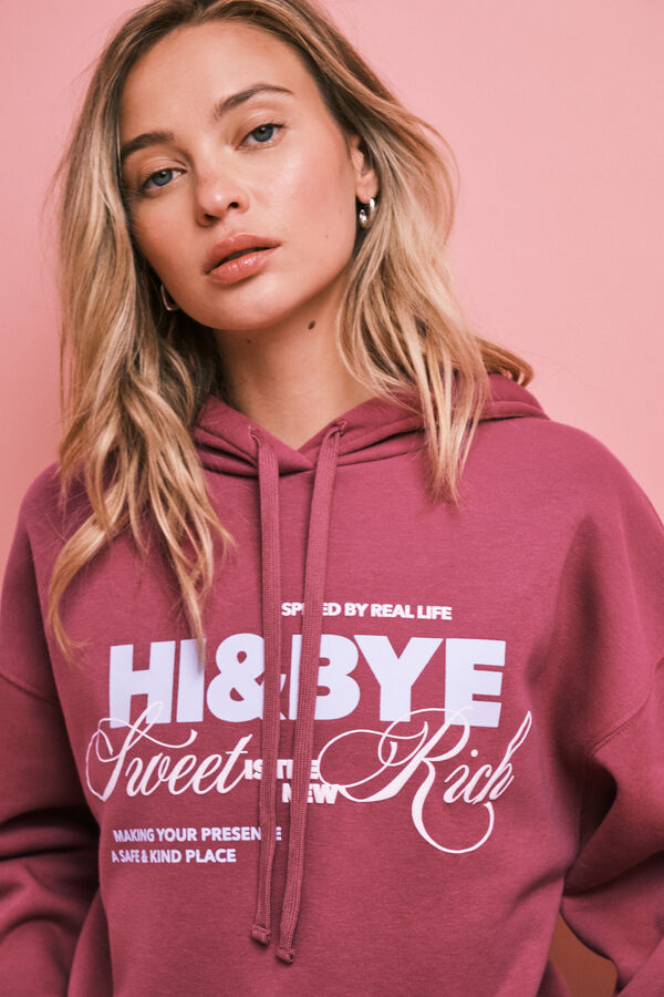 HI&BYE Roze pamučna duks sa kapuljačom Roze