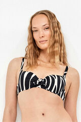 Gisela Top bikini capacidad en tejido estampado animal print cebra blanco