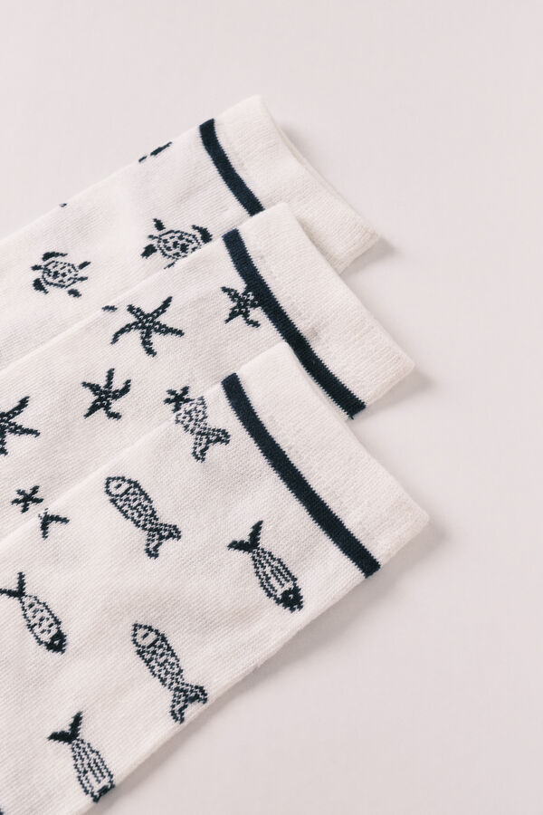 Women'secret Blue printed short socks 3-pack printed