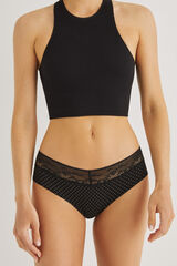 Women'secret Black cotton and lace wide side panty black