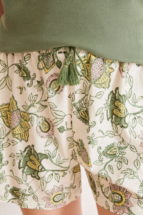 Womensecret Pijama corto algodón verde  kaki