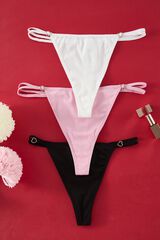 Trendyol Pack of 3 ribbed thongs with heart detail printed