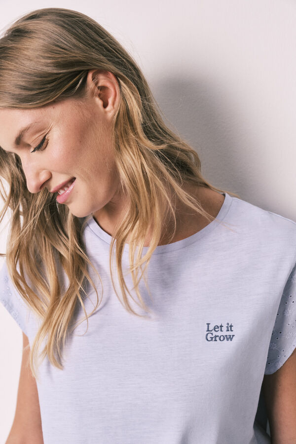 Women'secret Lilac printed cotton short sleeve long pyjamas pink