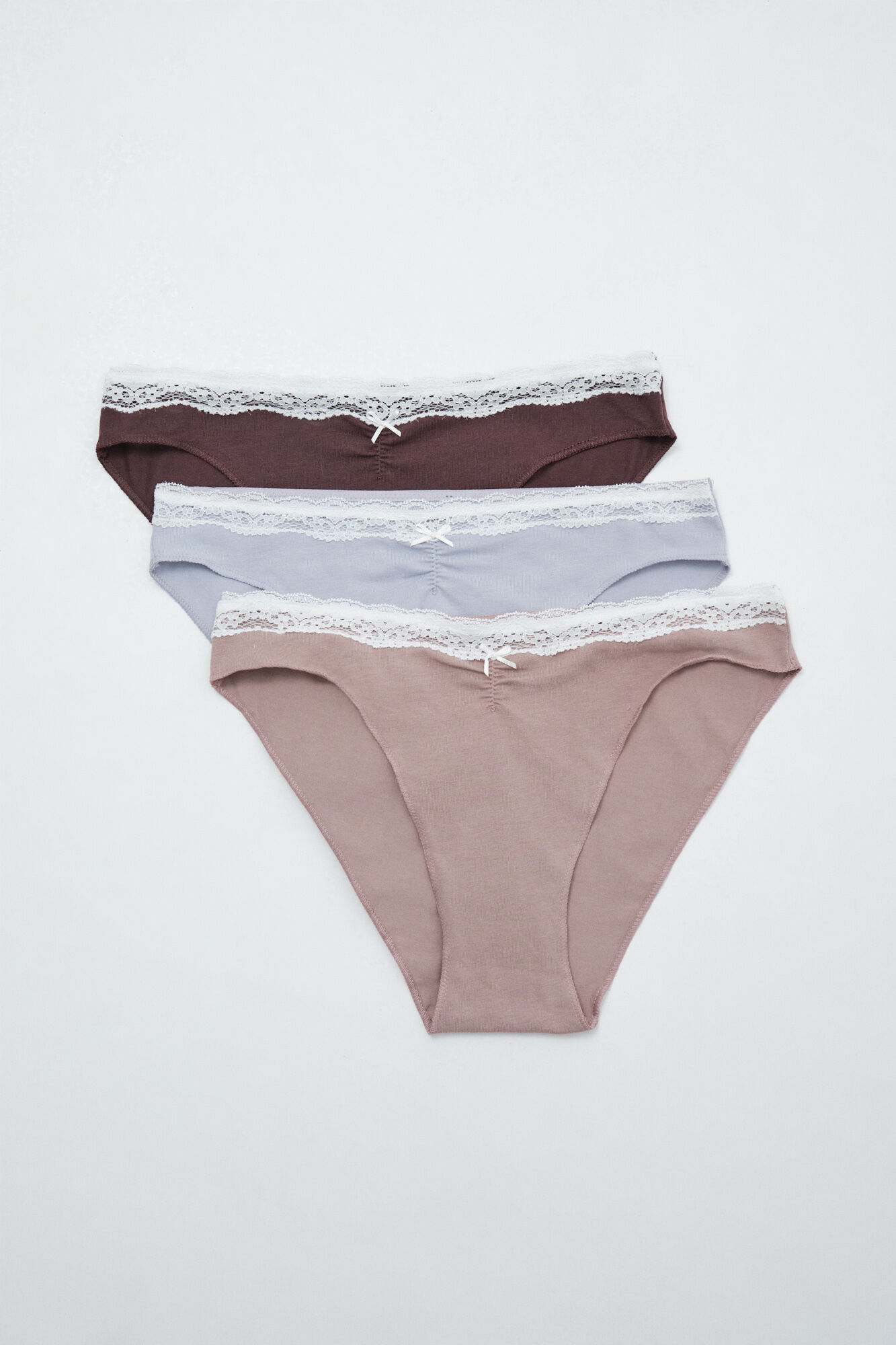 Women'secret Plain cotton lace 3-pack classic panties
