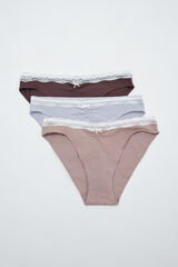 Women'secret Plain cotton lace 3-pack classic panties white