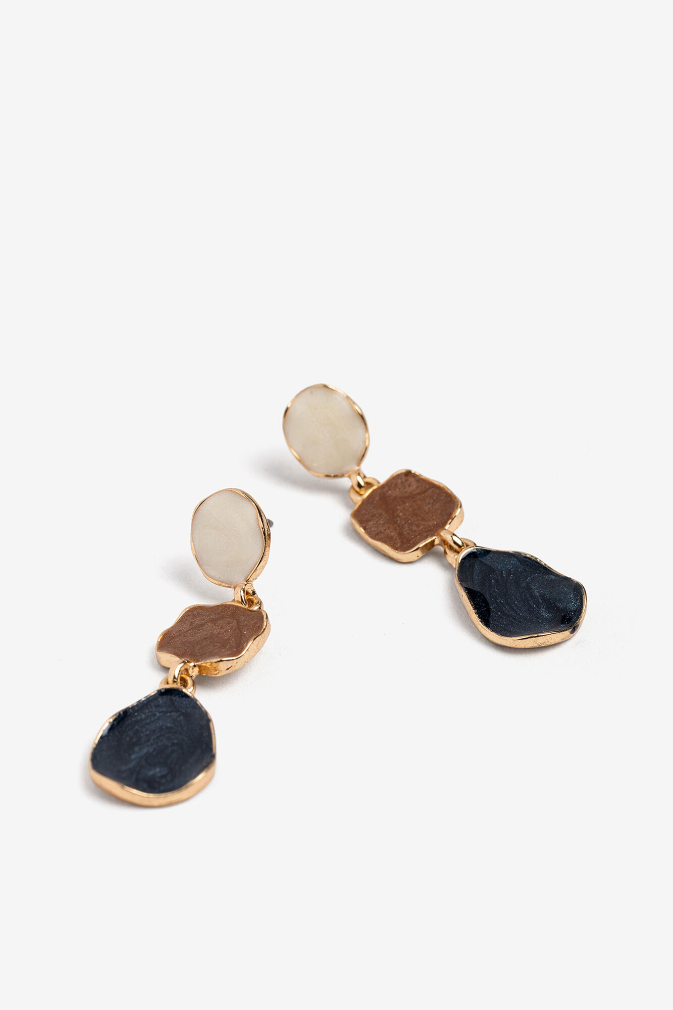 Vilanova Pendientes largos esmaltados oro tricolor