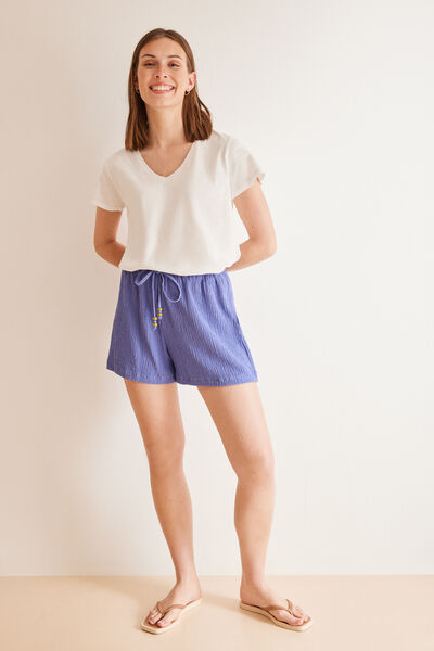 Womensecret Blaue Shorts mit geprägter Textur Blau