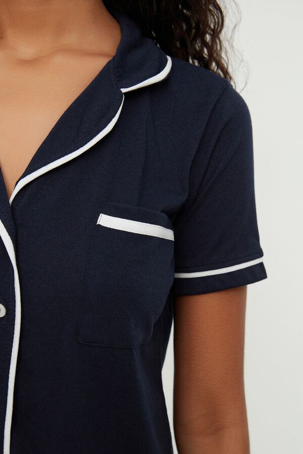 Trendyol Conjunto de pijama camisero corto azul