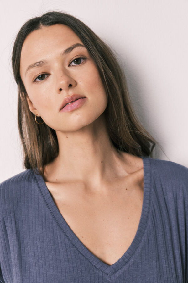 Women'secret Plava mekana viskozna kapri pidžama Plava