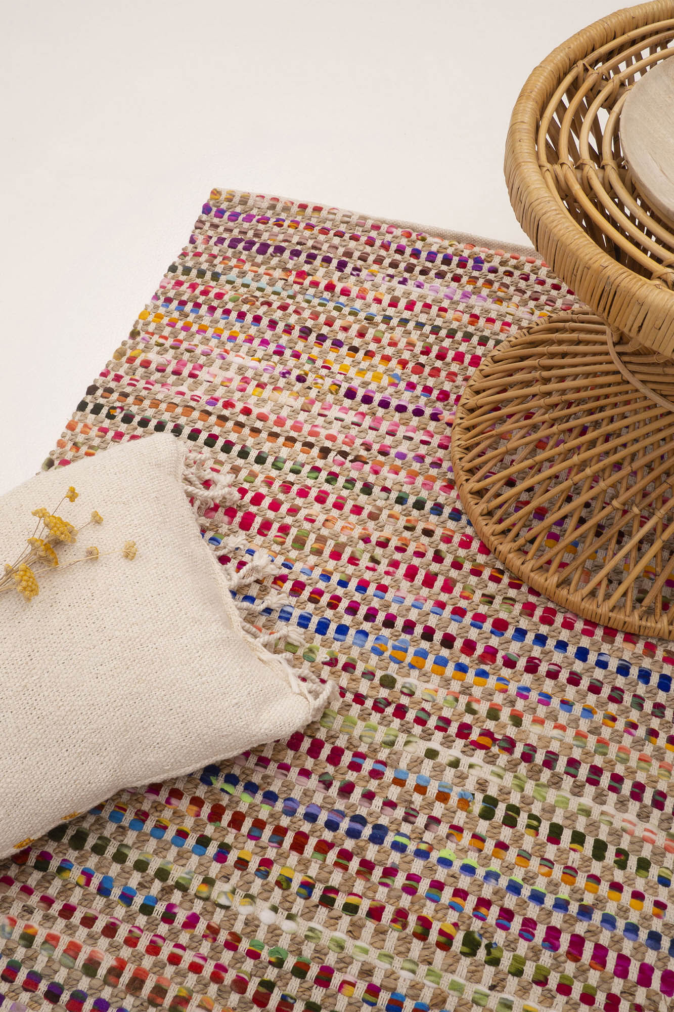 Calma House Alfombra de yute y tela multicolor Cando