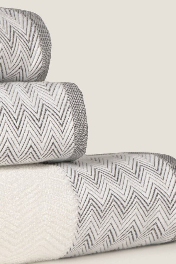 Textura Toalla rizo zigzag blanco