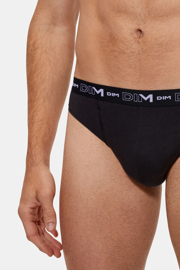 DIM Pacote de 3 cuecas masculinas de algod&atilde;o el&aacute;stico  preto