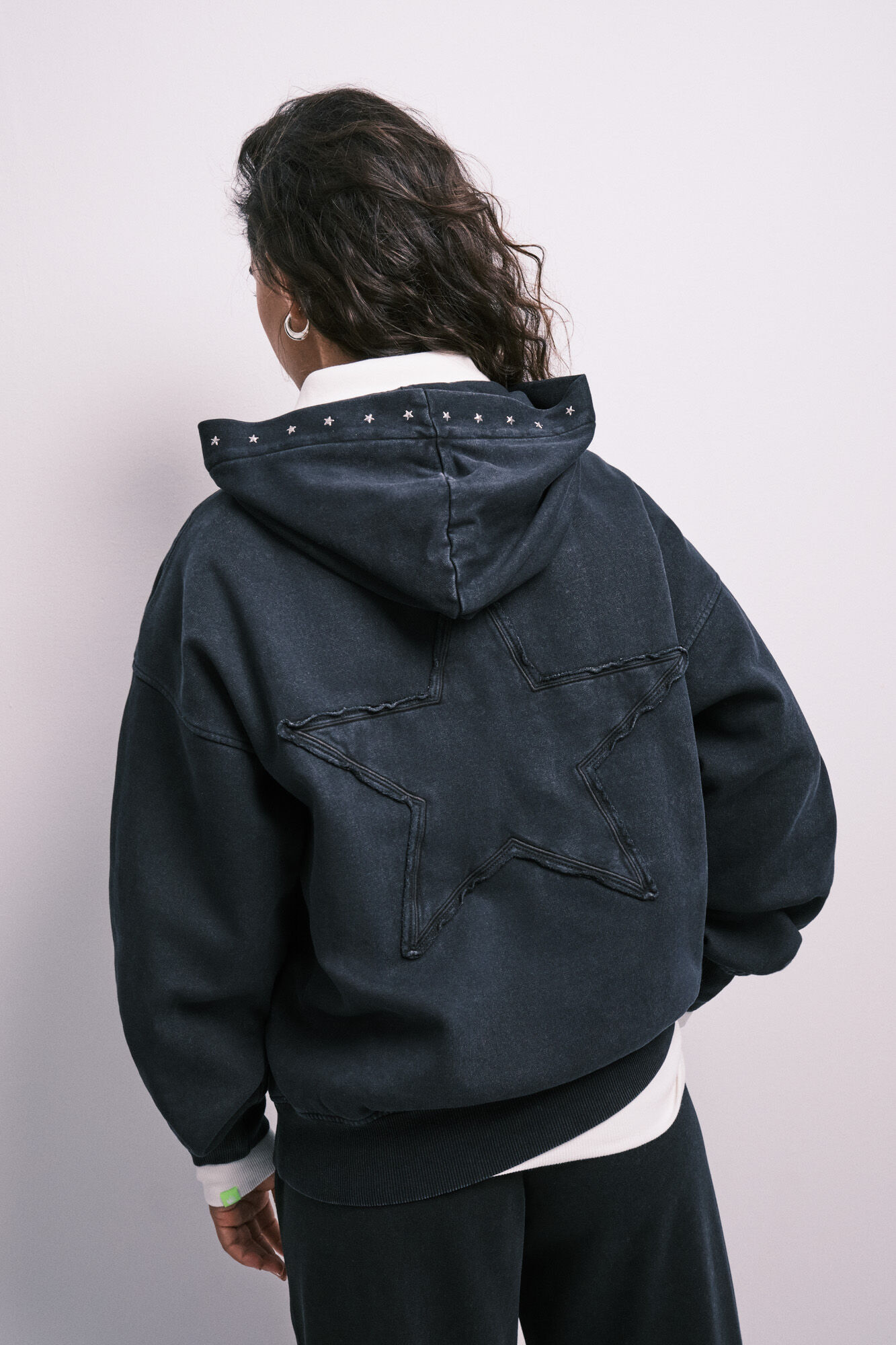 HI&BYE Dark grey cotton fleece hooded sweatshirt