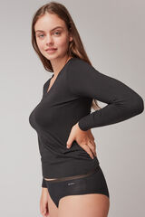 Gisela Camiseta t&eacute;rmica escote pico noir