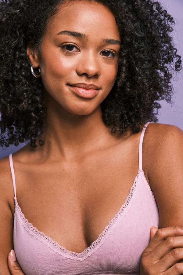 HI&BYE Pink pointelle top bra pink