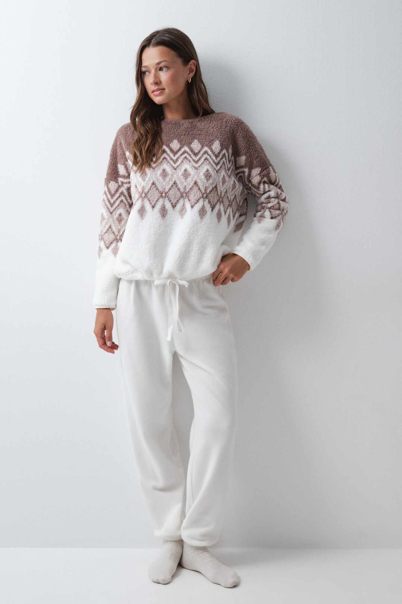 Women'secret Blue fluffy fleece long pyjamas