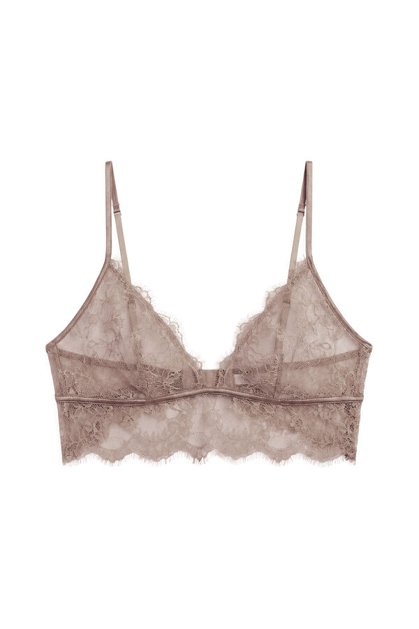 Women'secret Brown floral lace bralette bra nude