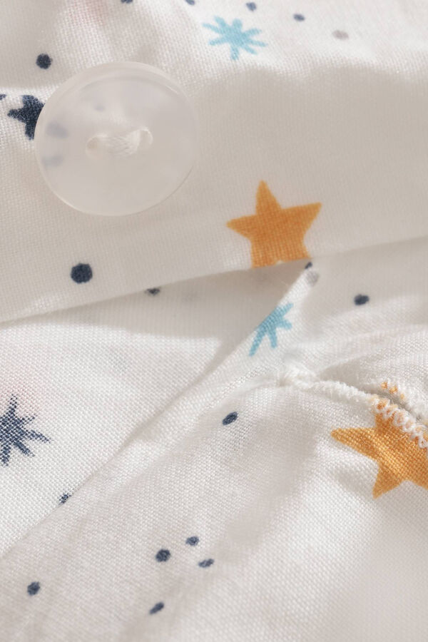 Womensecret Set Bettbezug und Kopfkissenbezug Kinder Baumwollperkal Sterne. Bett 80-90 cm. Weiß