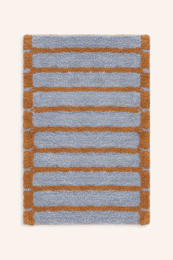 Calma House Tapis de bain &agrave; rayures bleu Saturno 50x70 bleu