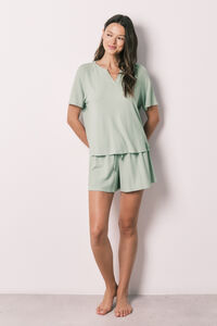 Women'secret Green waffle knit short pyjamas