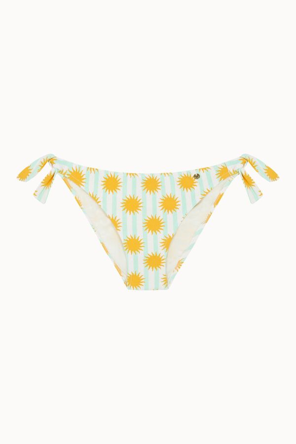 Bohodot Striped and sun print classic bikini bottoms white