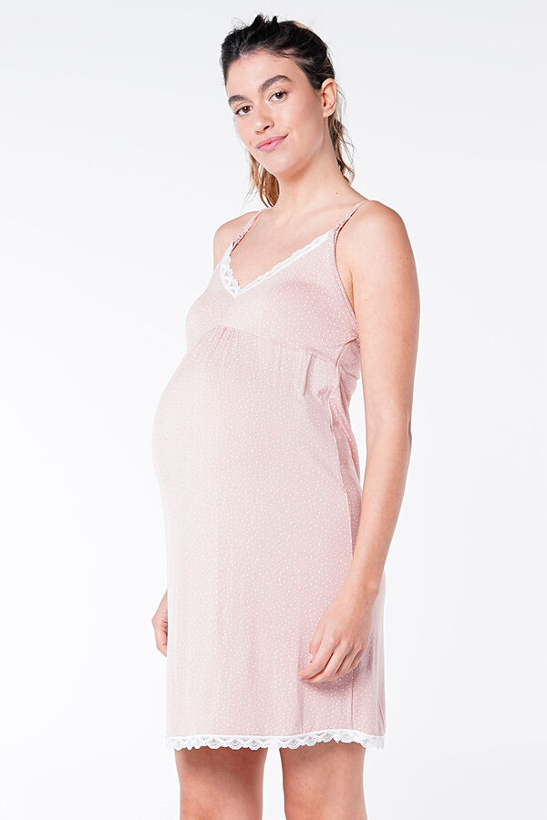 Womensecret Printed lace maternity nursing nightgown Ružičasta