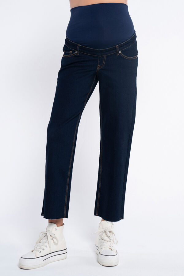 Ohma! Dunkelindische Jeans mit geradem Bein Blau