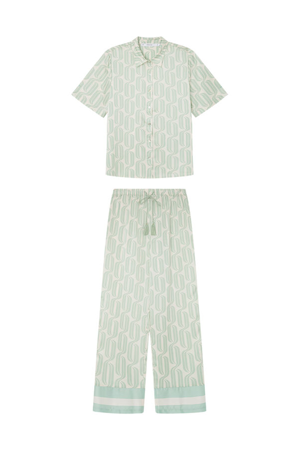 Womensecret Pyjama chemise capri imprimé géométrique vert