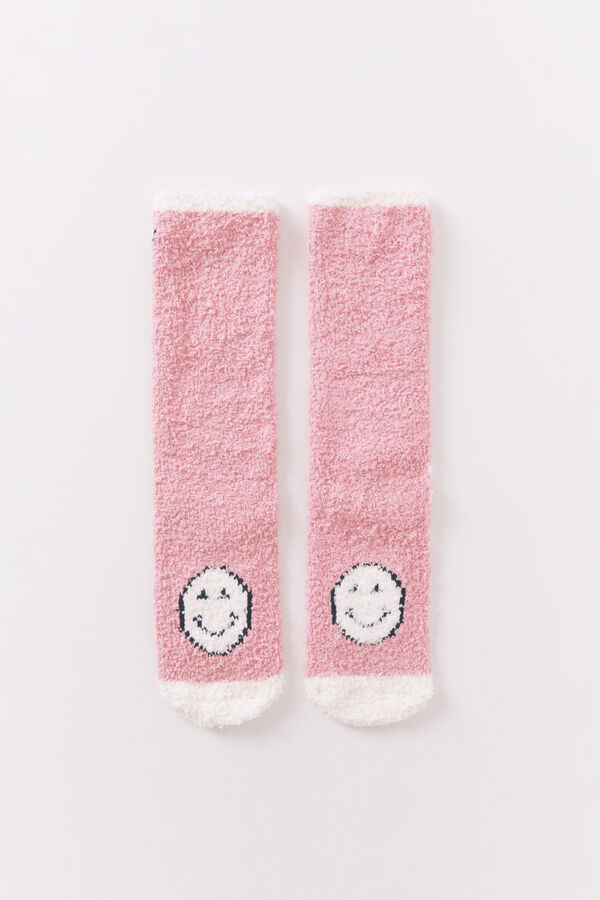 Women'secret Pink Smiley Long Socks pink