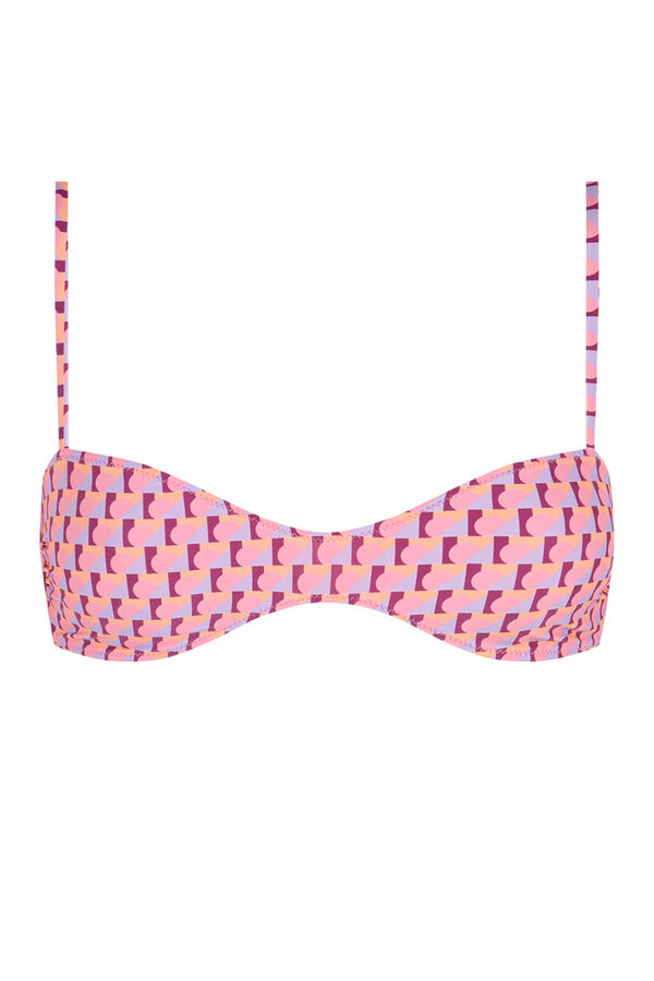 Women'secret Roza bikini gornji dio s geometrijskim uzorkom Ružičasta