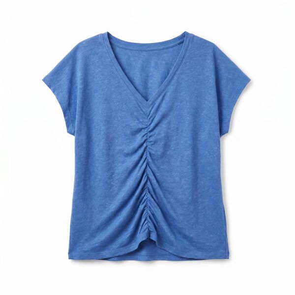 Women'secret T-shirt curta em viscose e linho azul azul