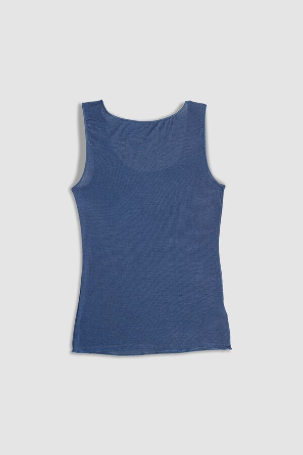 Cotonella Sleeveless cashmere T-shirt blue